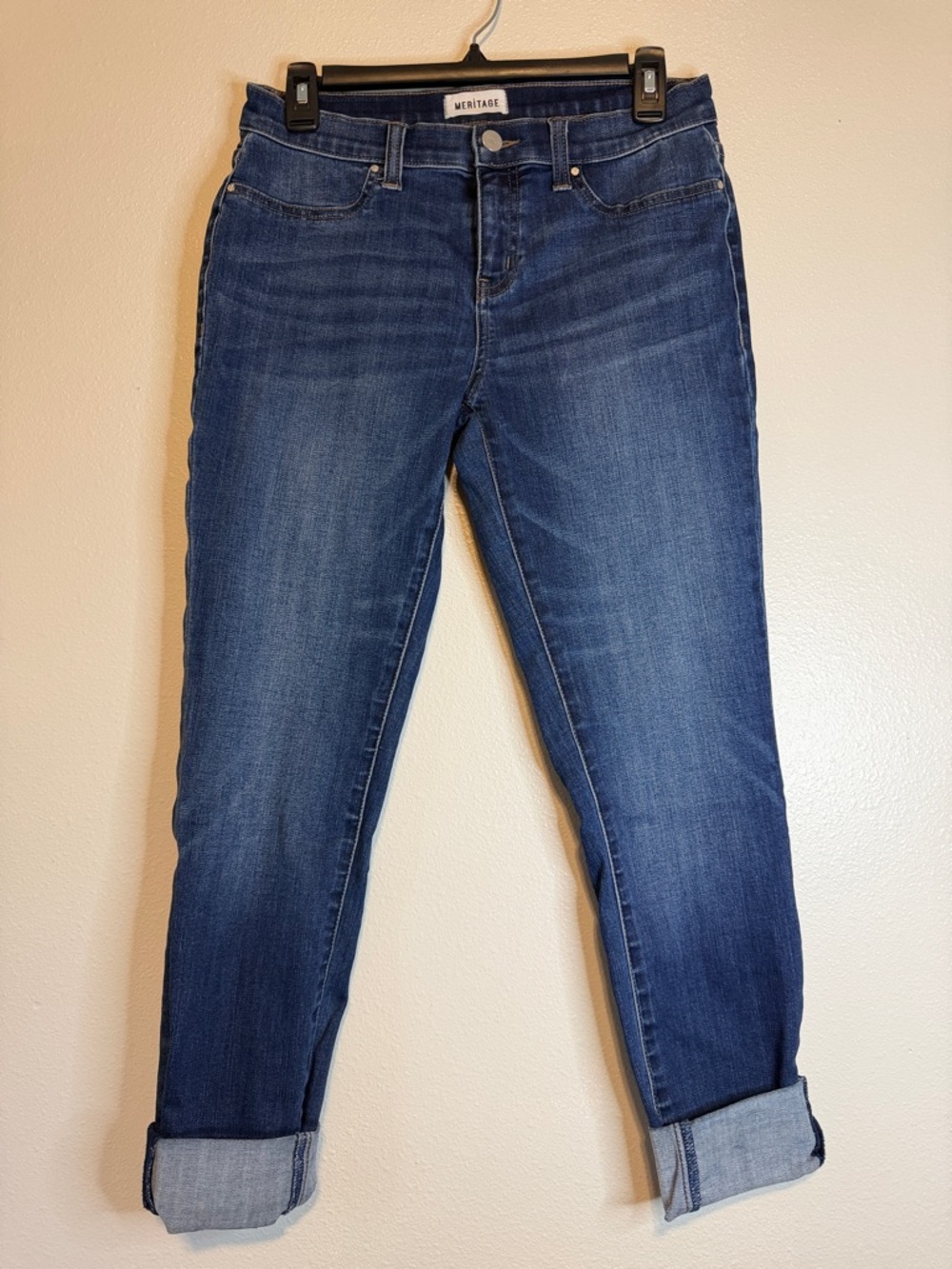 Meritage Women's Cuffed Crop Jeans — Classic Blue Wash